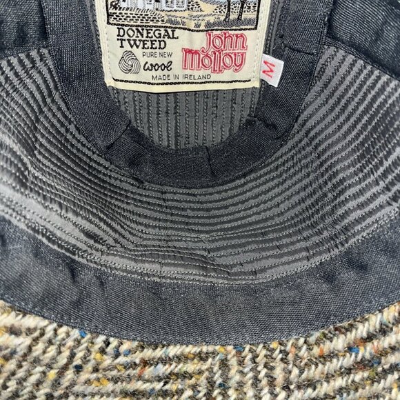 Vintage John Molloy Donegal Tweed Patchwork Pure Wool Hat Size M Ireland Made - Picture 8 of 8